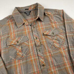 Sherpa Flannel UPF 50+ Shirt Men’s XL Gray Orange Plaid Cotton Poly Blend